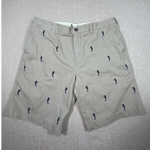 Boden Men 40 Khaki Embroidered Seahorse Walking Golf Preppy Coastal Shorts